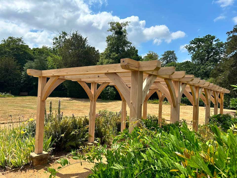 Replacement Green Oak Pergola Installed at Hylands Park