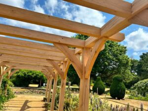 Replacement Green Oak Pergola Installed at Hylands Park top view