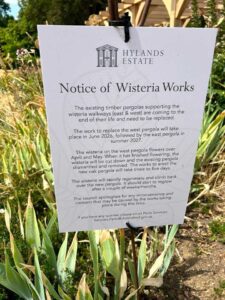 notice of Replacement Green Oak Pergola Installed at Hylands Park